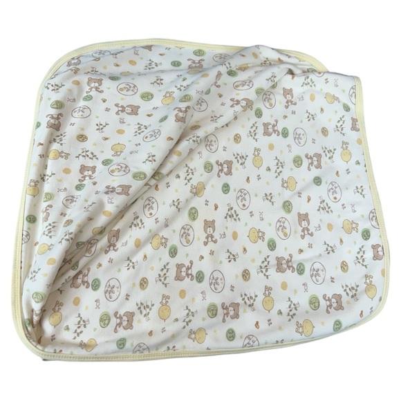 Gerber Baby Blanket Organic Cotton Yellow White Bear Chick Adorable Reversible - Picture 3 of 5
